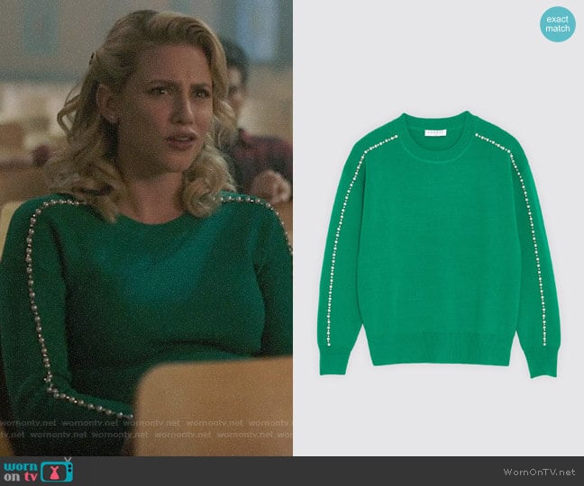 Sandro Sweater with Beads worn by Betty Cooper (Lili Reinhart) on Riverdale