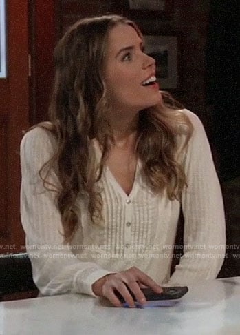 Sasha’s white pintuck top on General Hospital