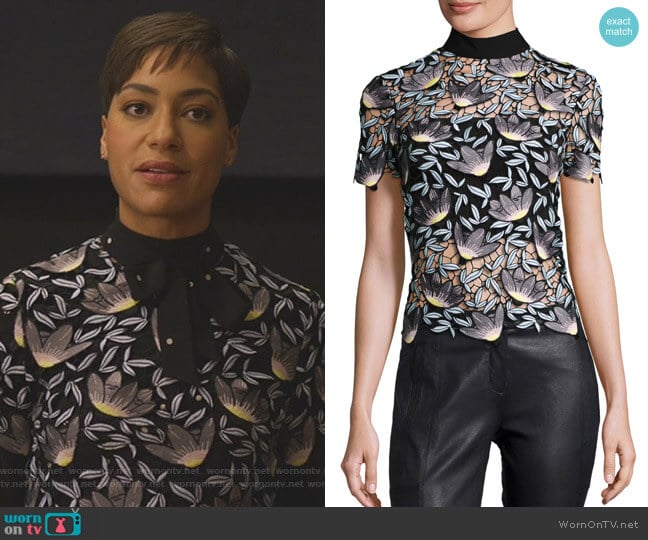 Peony Top by Self Portrait worn by Lucca Quinn (Cush Jumbo) on The Good Fight