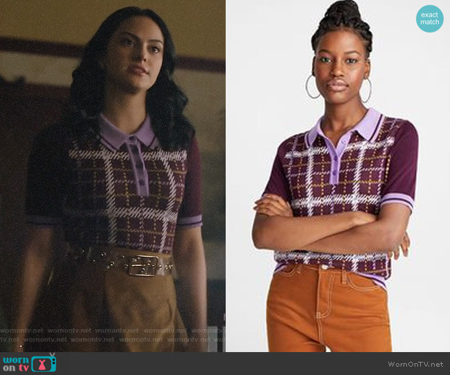 Simons.ca Twik Hatched Check Polo worn by Veronica Lodge (Camila Mendes) on Riverdale