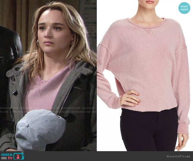 Splendid Marathon Plush Sweatshirt worn by Summer Newman (Hunter King) on The Young and the Restless