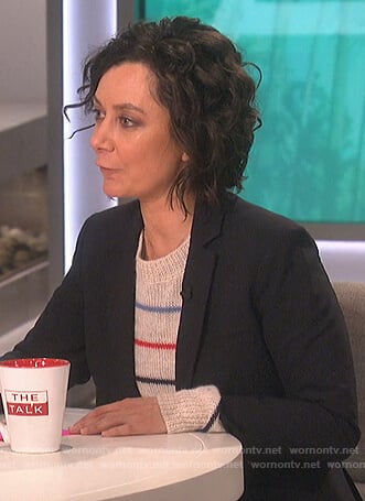 Sara’s white striped sweater on The Talk