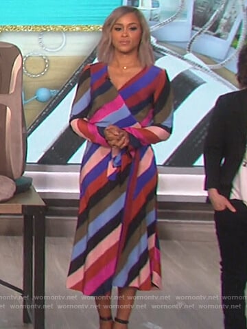 Eve’s striped wrap dress on The Talk