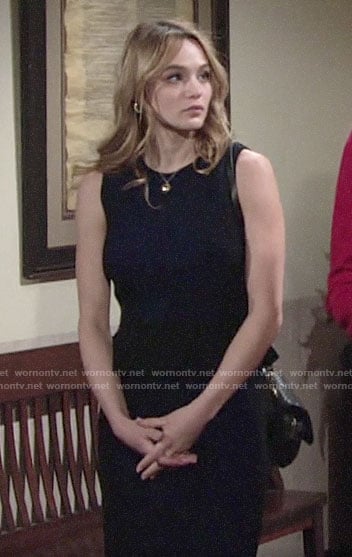 Summer’s blue and black peplum dress on The Young and the Restless