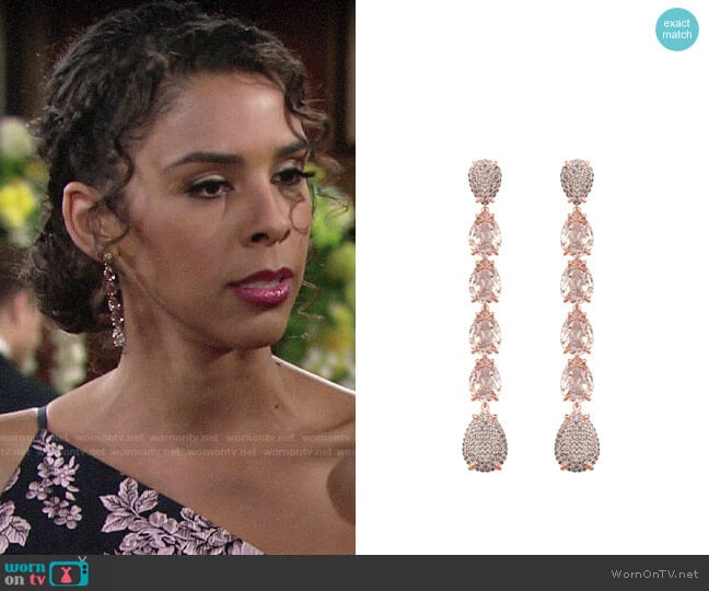 Swarovski Mix Pierced Earrings in Pink Rose Gold Plating worn by Kerry Johnson (Alice Hunter) on The Young and the Restless