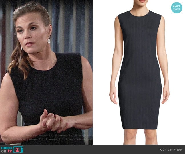 Theory Pinstripe Knit Power Dress worn by Phyllis Newman (Gina Tognoni) on The Young and the Restless