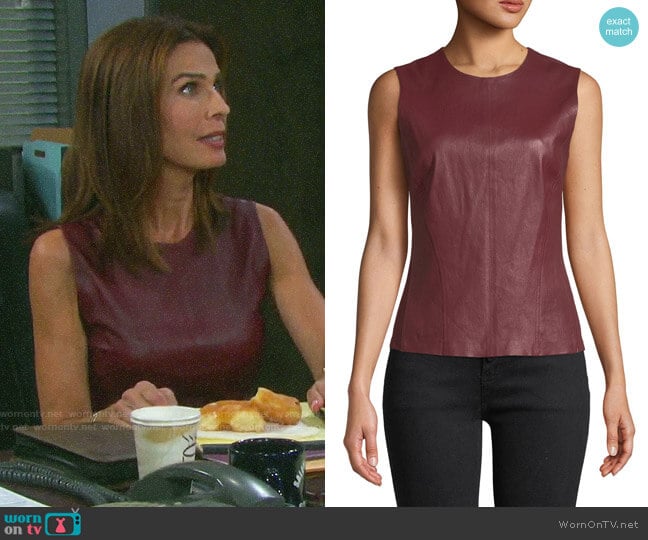 Theory Bristol Leather Shell worn by Hope Williams (Kristian Alfonso) on Days of our Lives