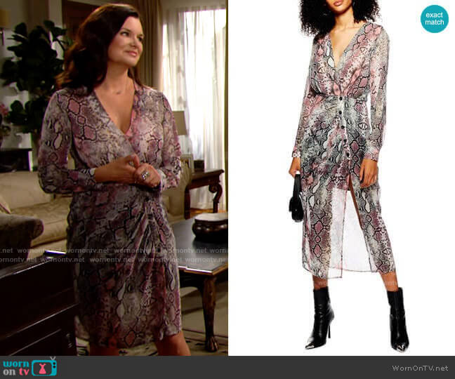 Topshop Snake Print Chiffon Midi Dress worn by Katie Logan (Heather Tom) on The Bold and the Beautiful