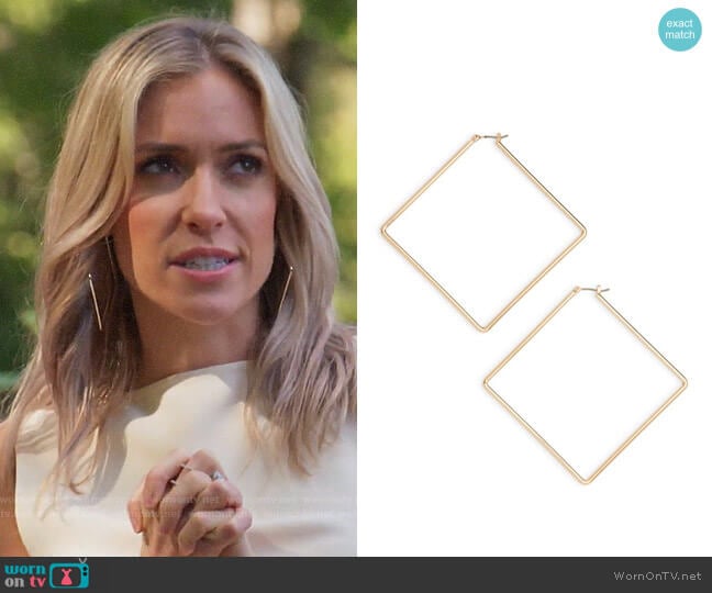 Uncommon James Girl Boss Square Hoop Earrings worn by Kristin Cavallari on Very Cavallari