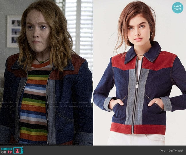 UO Western Colorblock Gas Jacket worn by Abby Hammond (Liv Hewson) on Santa Clarita Diet