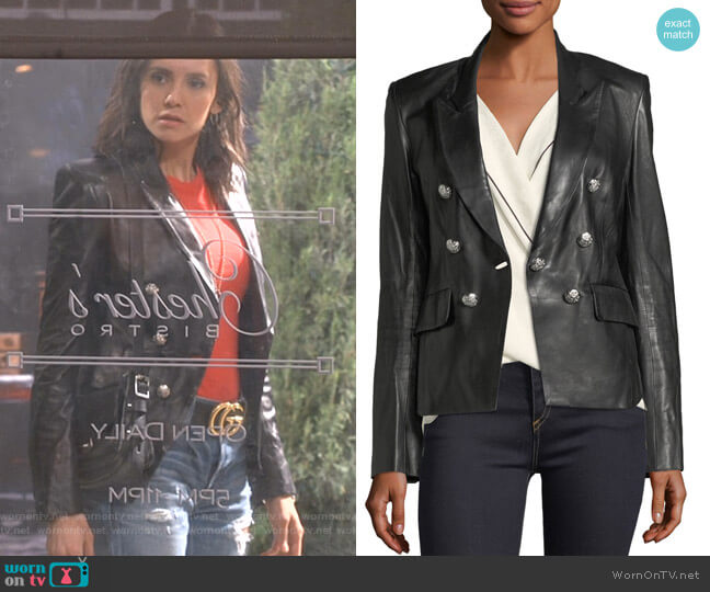 Cooke Leather Jacket by Veronica Beard worn by Clem (Nina Dobrev) on Fam