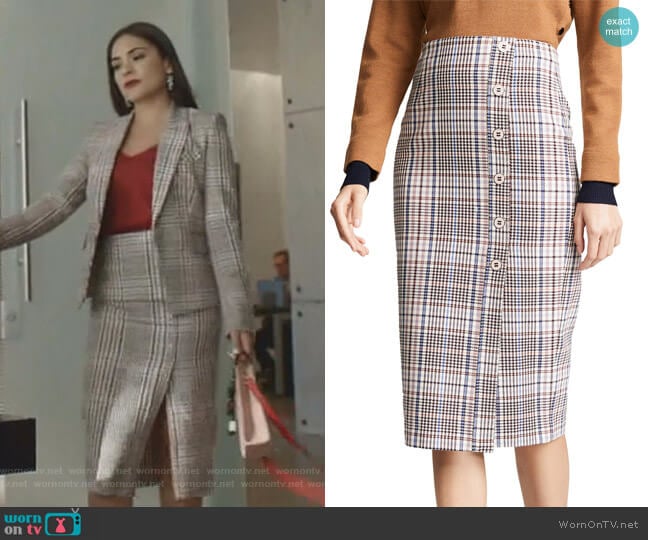 Melor Skirt by Veronica Beard worn by Cristal Jennings (Daniella Alonso) on Dynasty