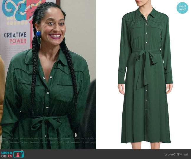 Veronica Beard Spur Shirtdress worn by Rainbow Johnson (Tracee Ellis Ross) on Black-ish