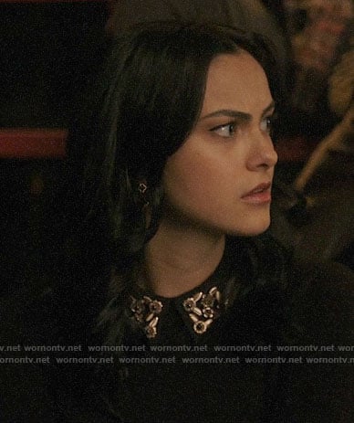 Veronica’s black embellished collar sweater on Riverdale