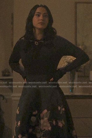 Veronica’s floral skirted dress on Riverdale