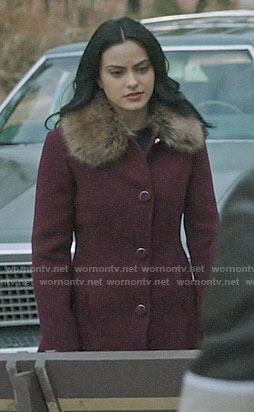 Veronica’s purple fur-collar coat on Riverdale
