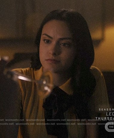 Veronica’s yellow ribbed polo top on Riverdale