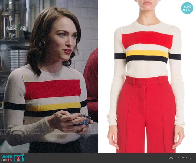 Victoria Beckham Multi-Striped Sweater worn by Cara Bloom (Violett Beane) on God Friended Me