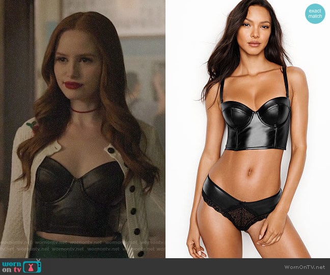 Victoria's Secret Faux Leather Bustier worn by Cheryl Blossom (Madelaine Petsch) on Riverdale