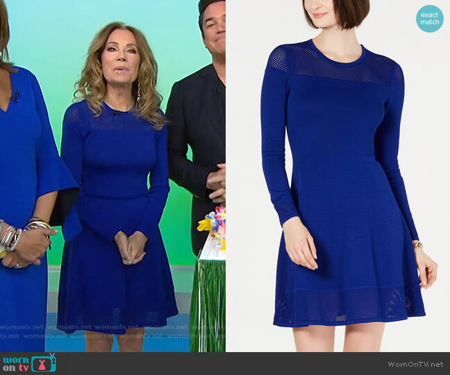 Mesh-Trim Sweater Dress by Vince Camuto worn by Kathie Lee Gifford on Today