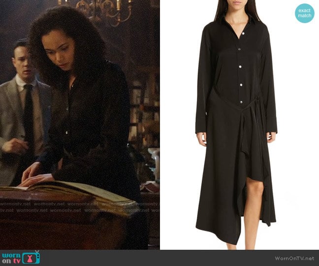 Vince Tie Front Shirtdress worn by Macy Vaughn (Madeleine Mantock) on Charmed