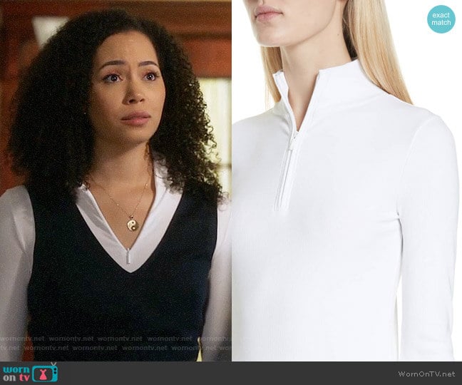 Vince Half Zip Pullover worn by Macy Vaughn (Madeleine Mantock) on Charmed