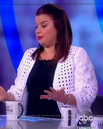 Ana’s white cutouts jacket on The View