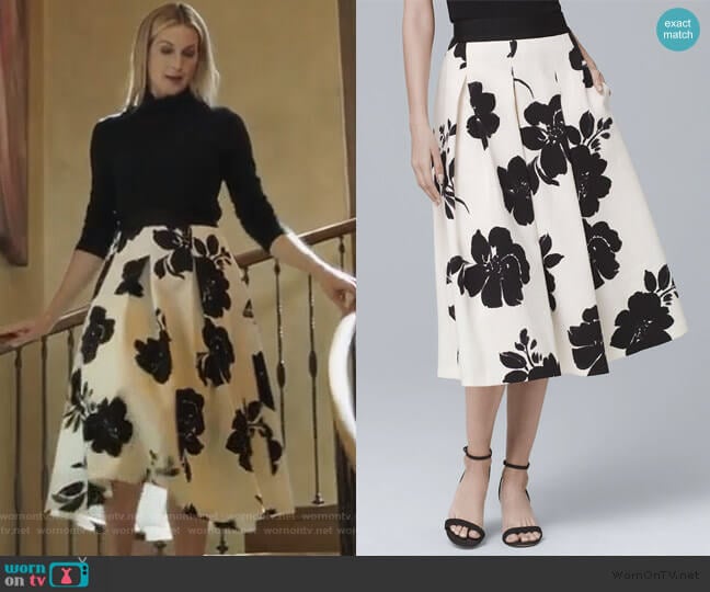 Floral Print Midi Skirt by White House Black Market worn by Clair Hotchkiss (Kelly Rutherford) on Pretty Little Liars The Perfectionists