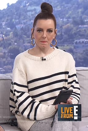 Melanie’s white striped sweater on Live from E!