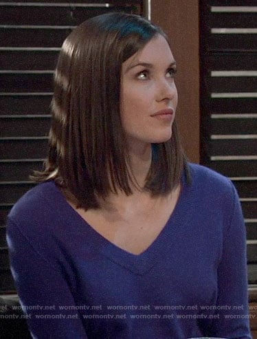 Willow’s purple v-neck sweater on General Hospital