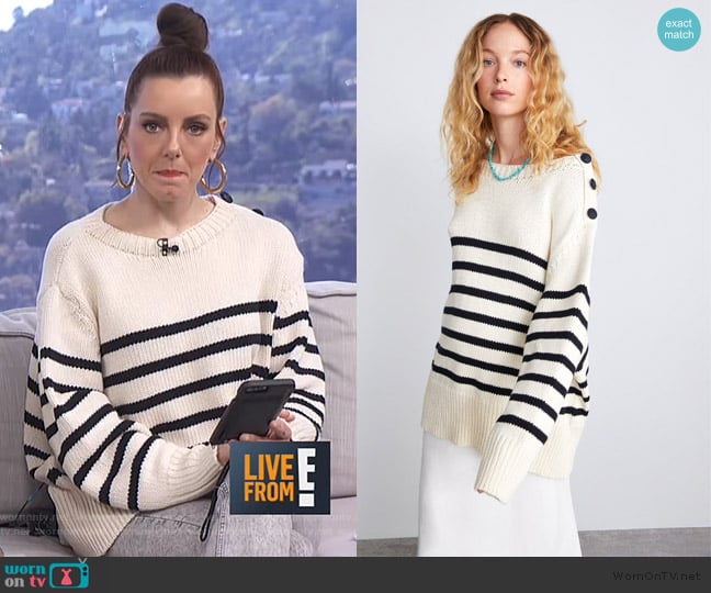 Knit Sweater with Stripes by Zara worn by Melanie Bromley on E! News