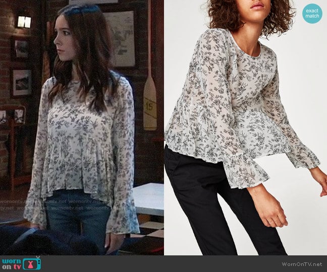 Zara Flowing Peplum Top worn by Molly Lansing-Davis (Haley Pullos) on General Hospital