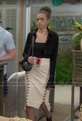 Wornontv Zoe S Lace Up Skirt On The Bold And The Beautiful