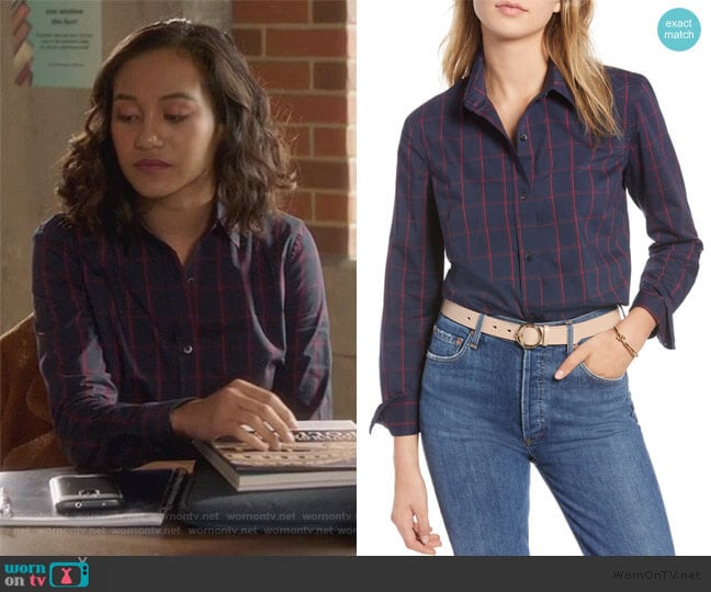 Stretch Cotton Blend Shirt by 1901 worn by Caitlin Martell-Lewis (Sydney Park) on PLL The Perfectionists