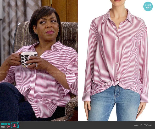 WornOnTV: Tina’s pink striped shirt on The Neighborhood | Tichina ...