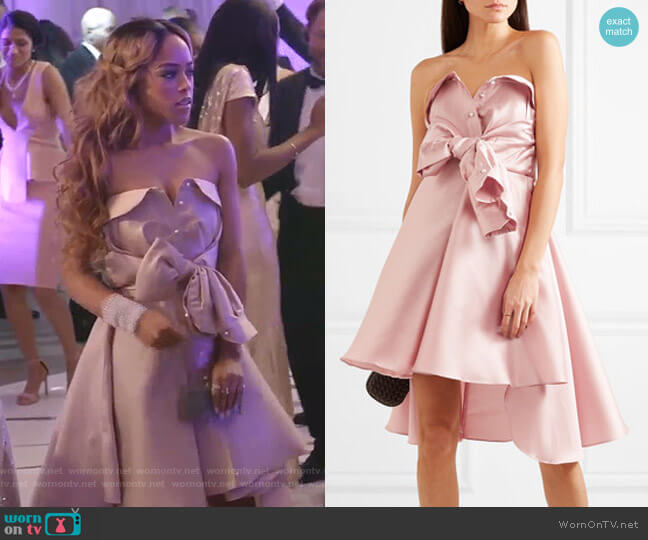 Tie-Detailed faille Mini Dress by Alexis Mabille worn by Tiana Brown (Serayah McNeill) on Empire