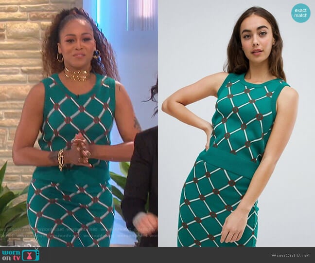 two-piece tank and skirt in argyle pattern by ASOS worn by Eve  on The Talk