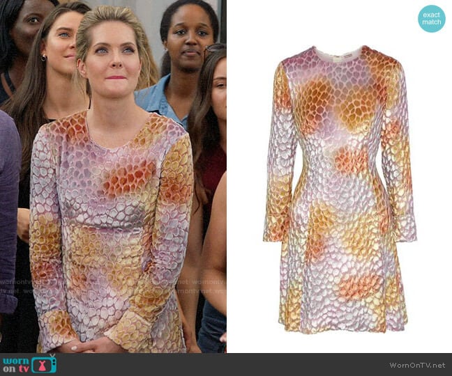 Adam Lippes Flocked chiffon mini dress worn by Sutton (Meghann Fahy) on The Bold Type