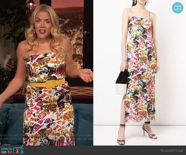 Printed Cami Dress by Adam Lippes worn by Busy Philipps on Busy Tonight