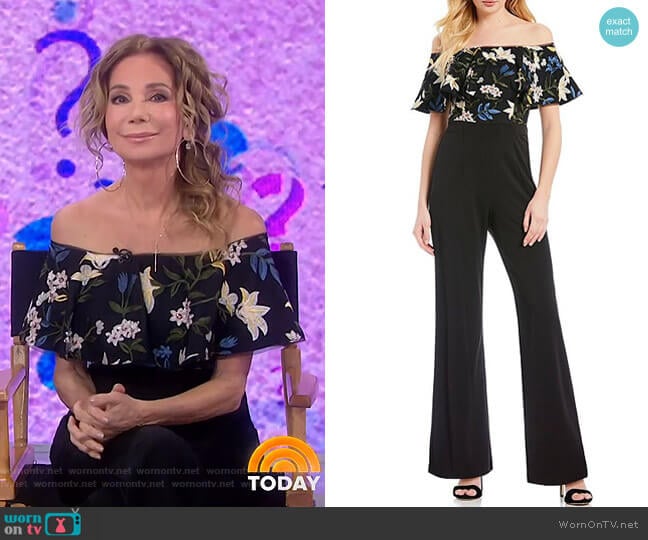 WornOnTV: Kathie’s black floral off-shoulder jumpsuit on Today | Kathie ...