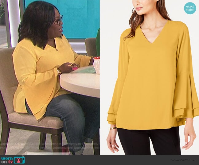 Bell-Sleeve Blouse by Alfani worn by Sheryl Underwood on The Talk