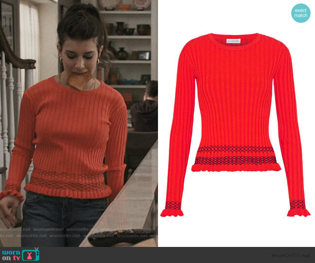 Malou embroidered ribbed-knit sweater by Altuzarra worn by Allison McCord (Kathrine Herzer) on Madam Secretary