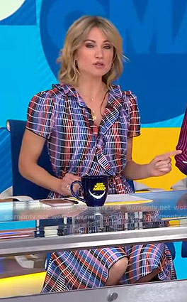 Amy’s metallic ruffled wrap dress on Good Morning America