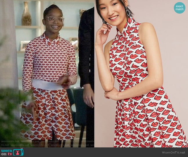 Ann Howell Bullard x Anthropologie Smooched Shirtdress worn by Diane Johnson (Marsai Martin) on Black-ish