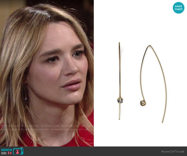 Aqua Alina Threader Earrings worn by Summer Newman (Hunter King) on The Young and the Restless