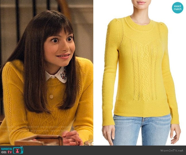 Aqua Mixed Knit Cashmere Sweater in Marigold  worn by Molly (Lauren Lindsey Donzis) on No Good Nick