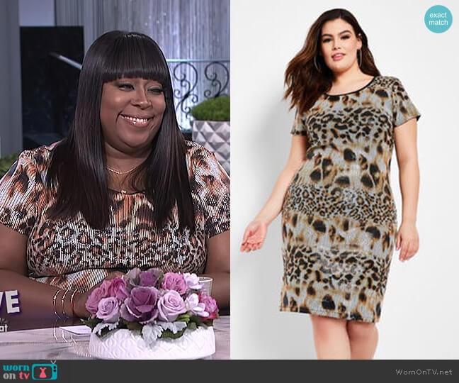 Sequin Animal Print Dress by Ashley Stewart  worn by Loni Love on The Real