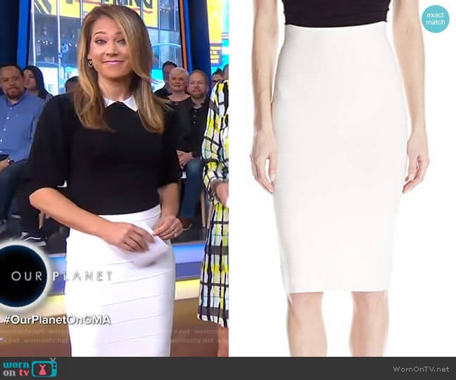 Leger Mid-Length Pencil Skirt by Bcbgmaxazria worn by Ginger Zee on Good Morning America