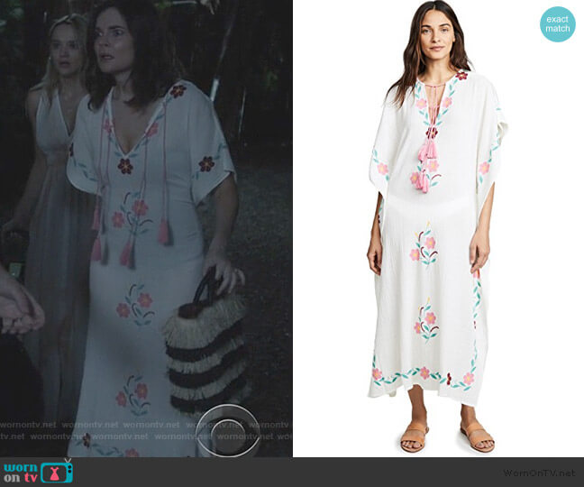 Ophelia Embroidered Caftan by Blue Boheme worn by Heather Hughes (Betsy Brandt) on Life in Pieces