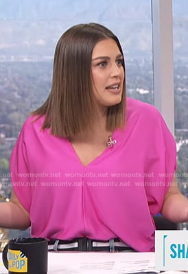 Carissa’s pink v-neck top on E! News Daily Pop